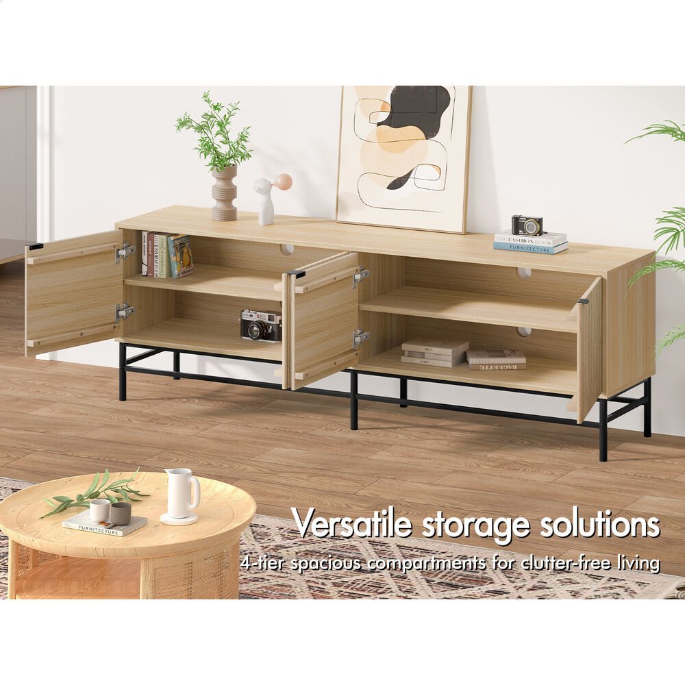 ALFORDSON Entertainment Unit TV Cabinet Stand 180cm Storage Doors 4 Tiers Shelf