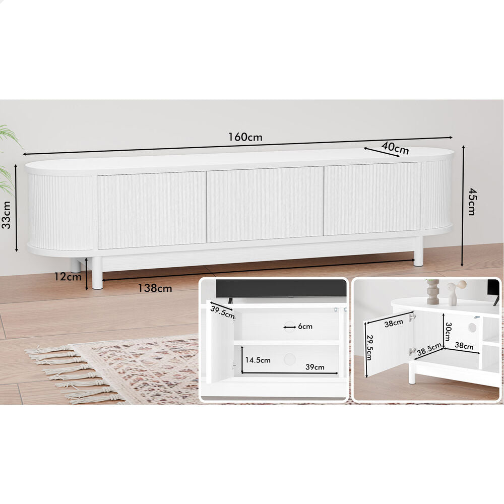 ALFORDSON TV Cabinet Entertainment Unit Stand 160cm Storage Shelf White