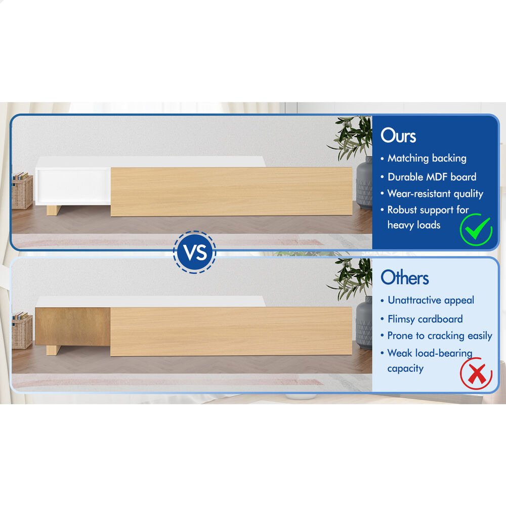 ALFORDSON 200-380cm TV Cabinet Entertainment Unit Extendable Stand Storage Shelf