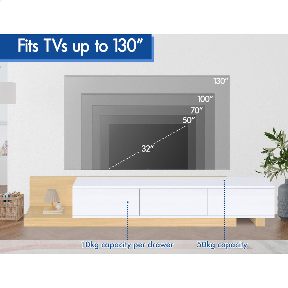 ALFORDSON 200-380cm TV Cabinet Entertainment Unit Extendable Stand Storage Shelf