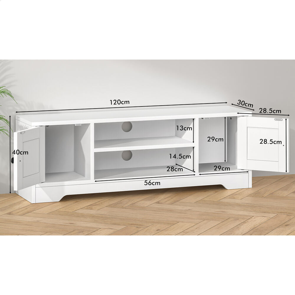 ALFORDSON Entertainment Unit TV Cabinet Stand Hamptons Storage 120cm White