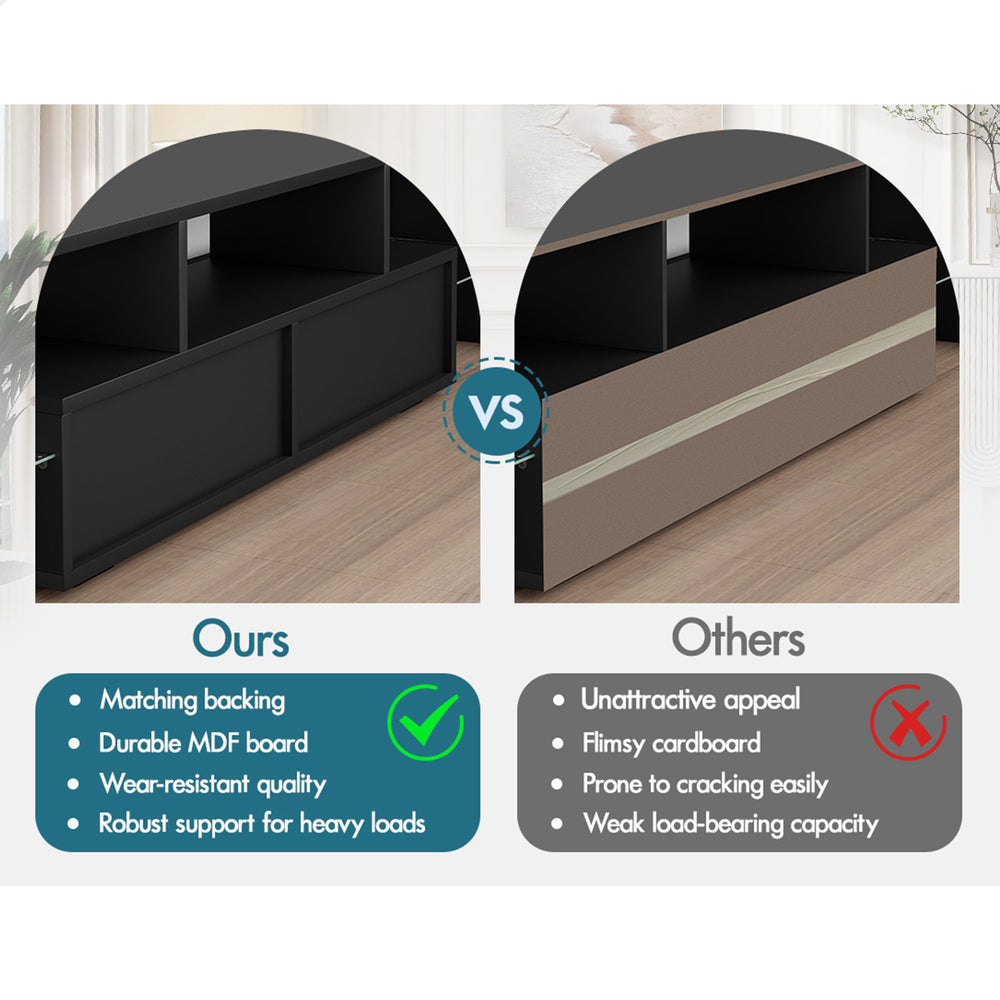 ALFORDSON Entertainment Unit TV Stand LED Light 160cm Black