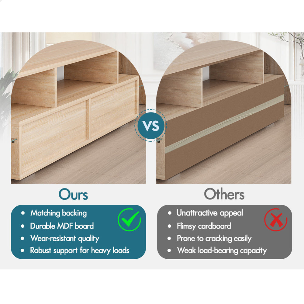 ALFORDSON Entertainment Unit TV Stand LED Light 160cm Oak