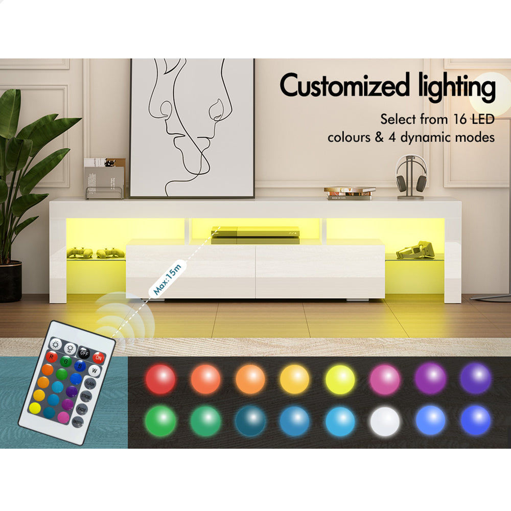 ALFORDSON Entertainment Unit TV Stand LED Light 160cm White