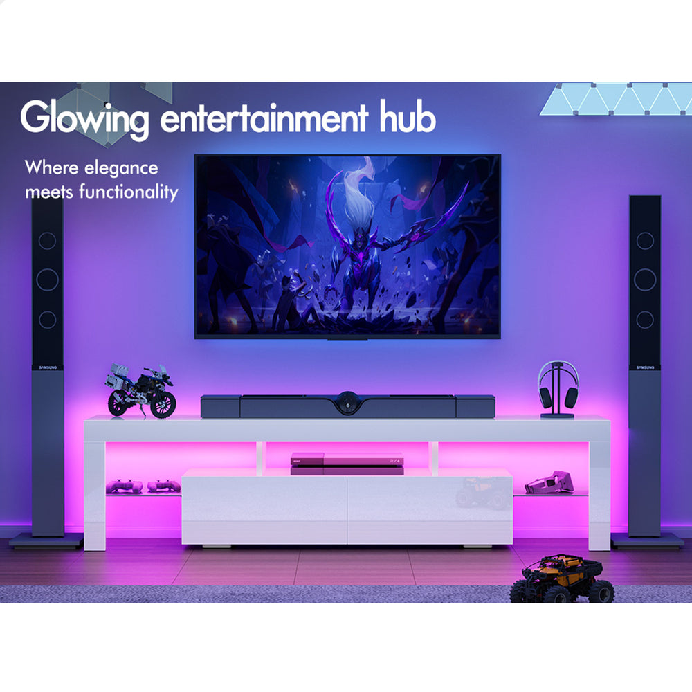 ALFORDSON Entertainment Unit TV Stand LED Light 160cm White