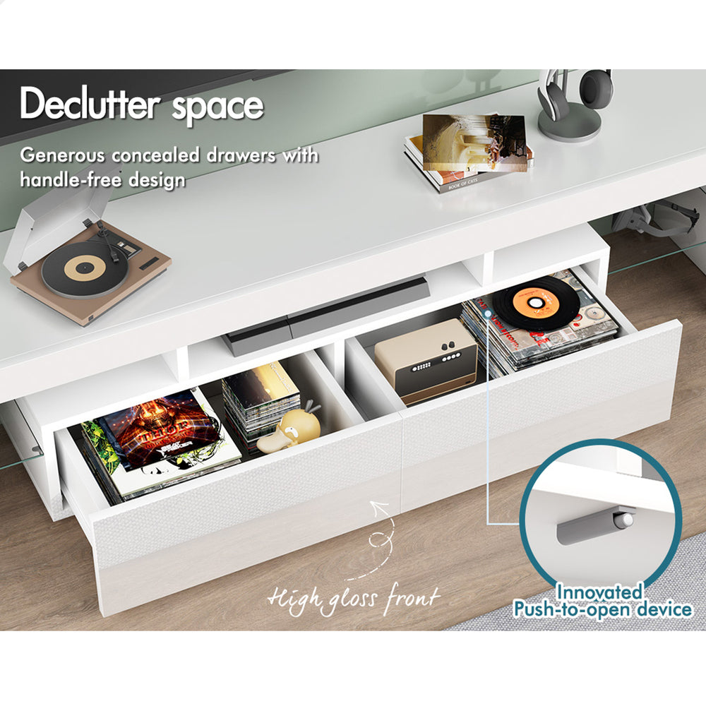 ALFORDSON Entertainment Unit TV Stand LED Light 160cm White