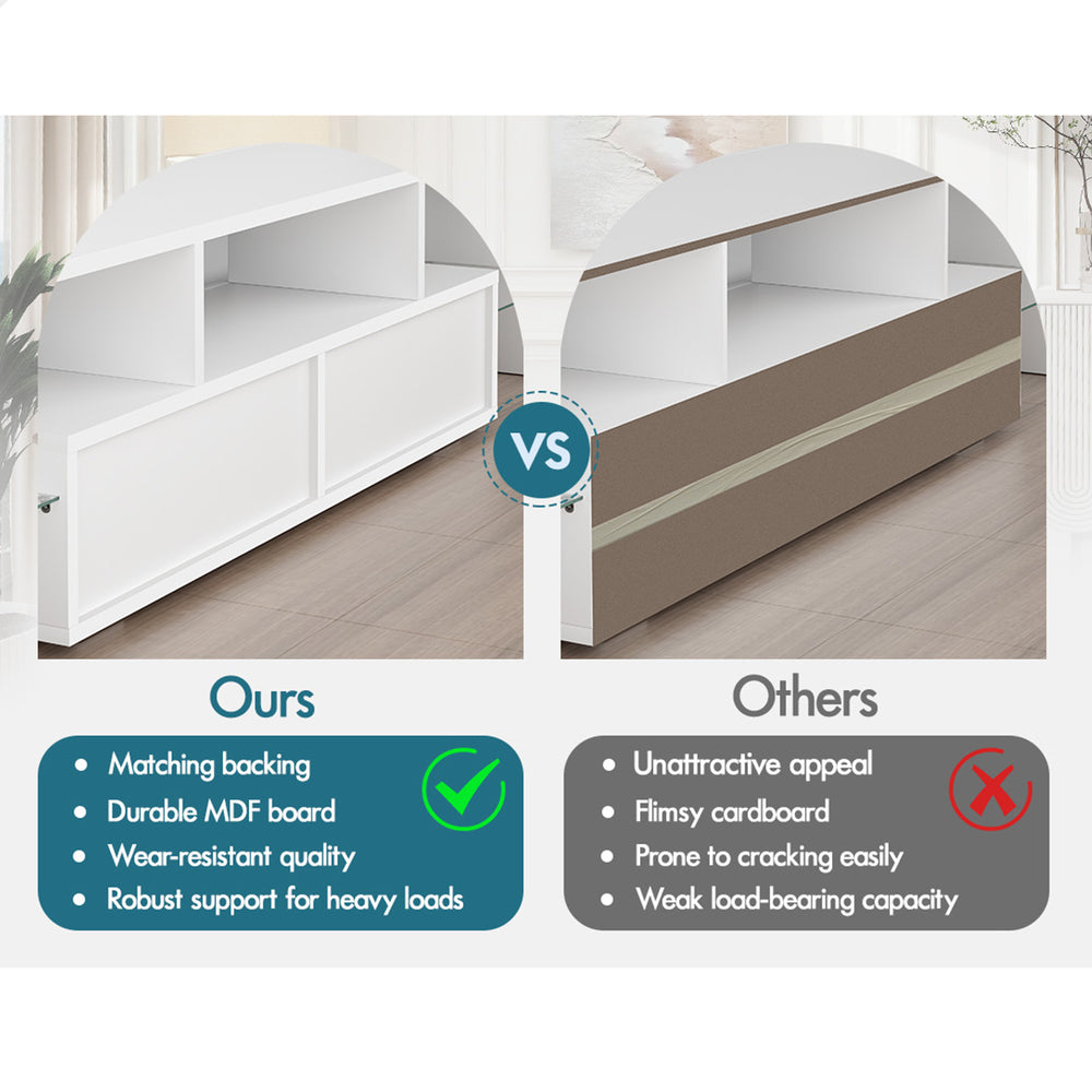 ALFORDSON Entertainment Unit TV Stand LED Light 160cm White