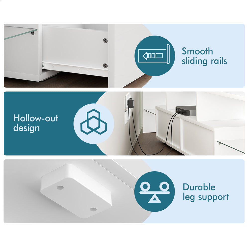 ALFORDSON Entertainment Unit TV Stand LED Light 160cm White