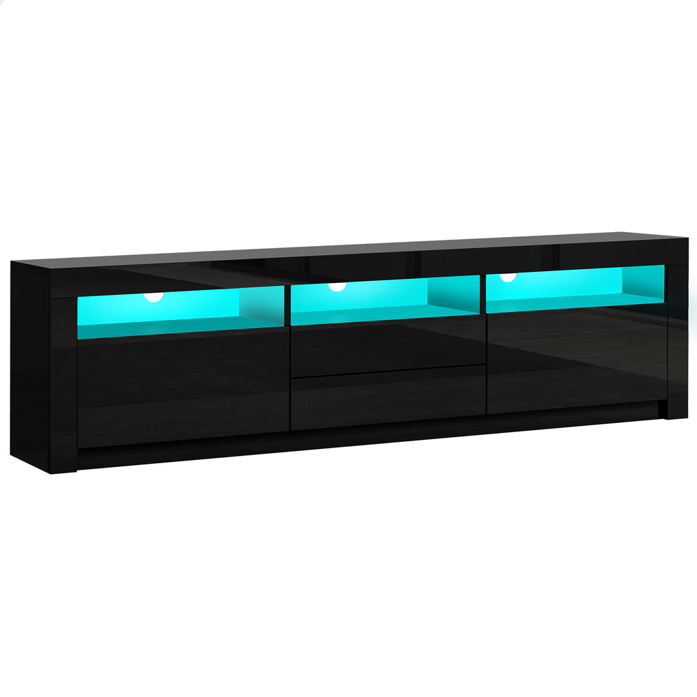 ALFORDSON Entertainment Unit TV Cabinet Stand LED RGB Gloss 180cm Black