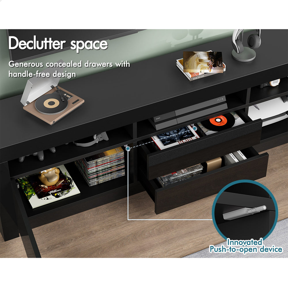 ALFORDSON Entertainment Unit TV Cabinet Stand LED RGB Gloss 180cm Black