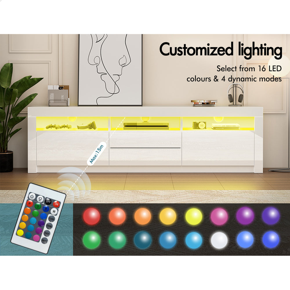 ALFORDSON Entertainment Unit 180cm TV Cabinet Stand LED Gloss White