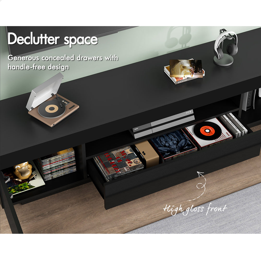 ALFORDSON Entertainment Unit TV Cabinet Stand LED 180cm Black