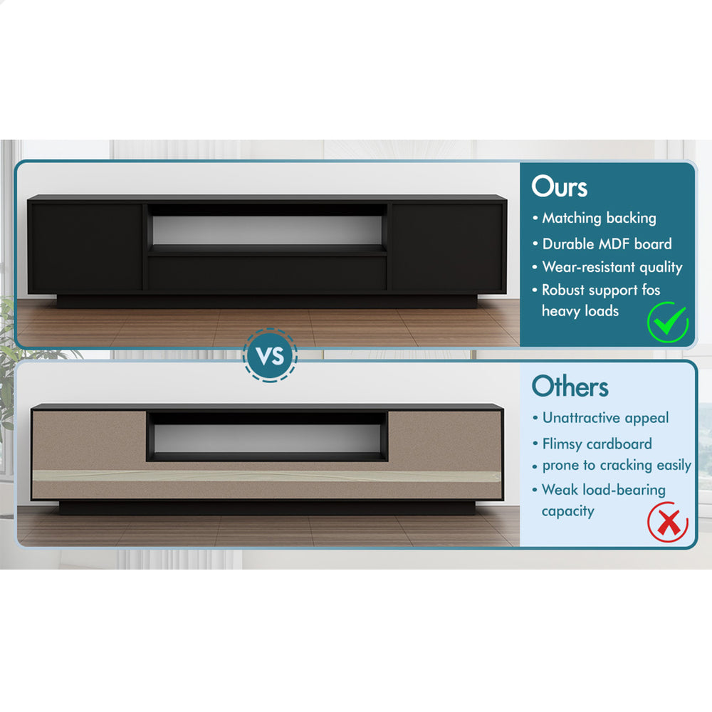 ALFORDSON Entertainment Unit TV Cabinet Stand LED 180cm Black