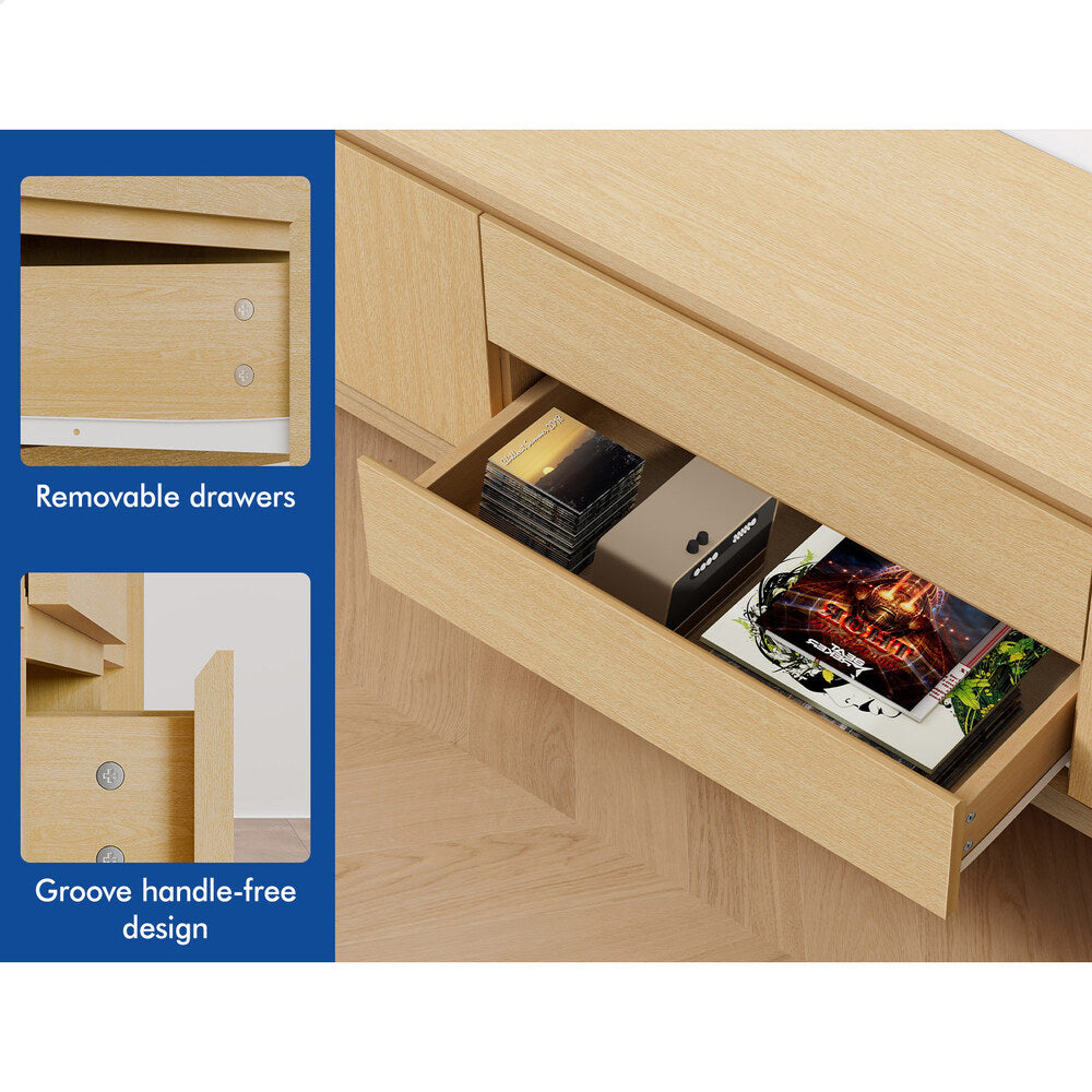 ALFORDSON Entertainment Unit 180cm TV Cabinet Stand Oak