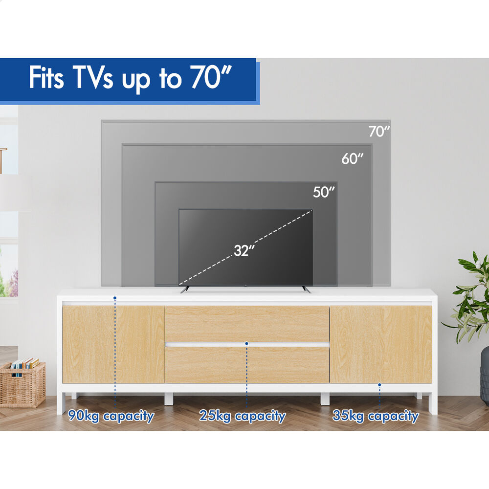 ALFORDSON Entertainment Unit TV Cabinet Stand 180cm White