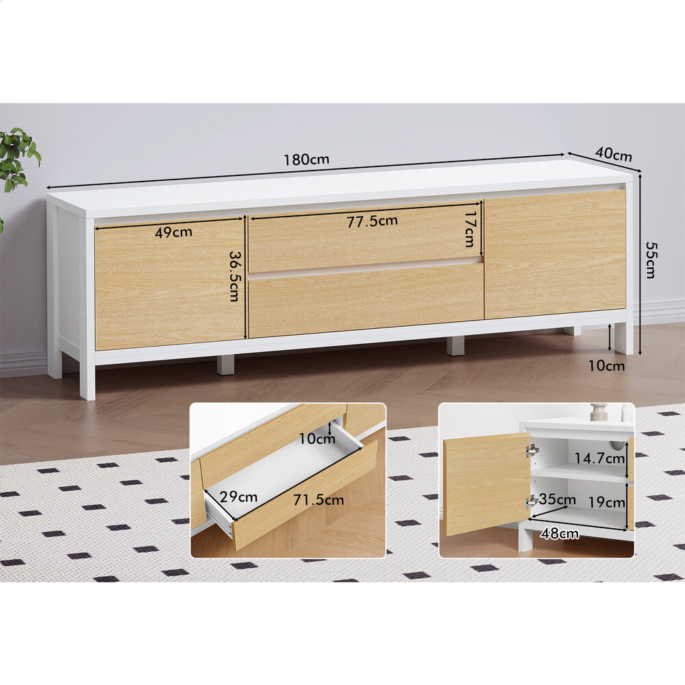 ALFORDSON Entertainment Unit TV Cabinet Stand 180cm White