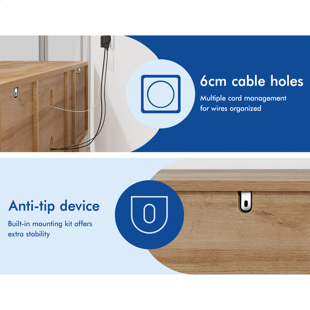 ALFORDSON Entertainment Unit TV Cabinet Stand 180cm Oak