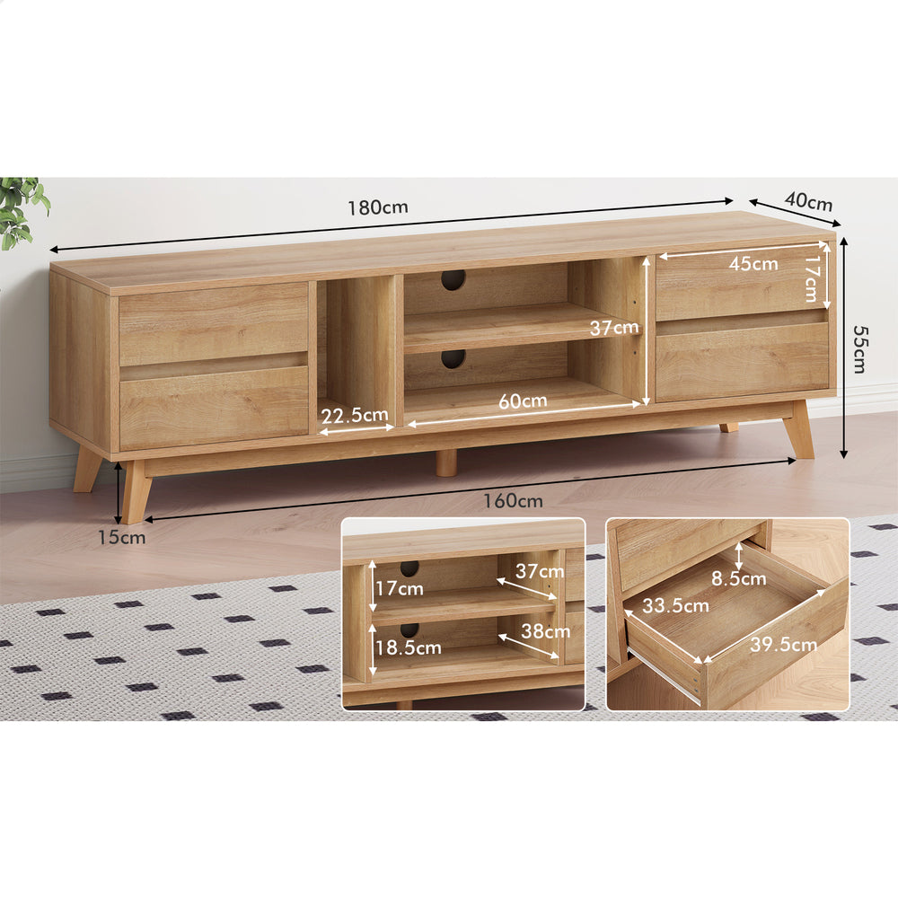 ALFORDSON Entertainment Unit TV Cabinet Stand 180cm Oak