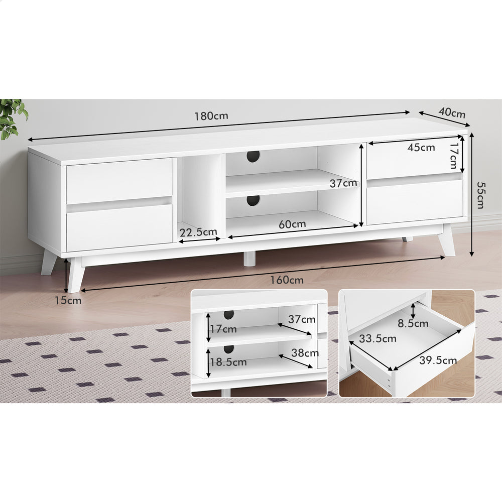 ALFORDSON Entertainment Unit TV Cabinet Stand 180cm White
