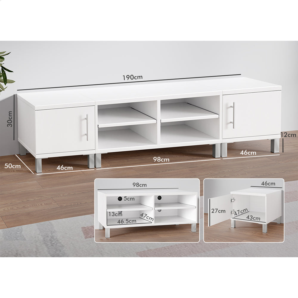 ALFORDSON Entertainment Unit TV Cabinet Stand 190cm White