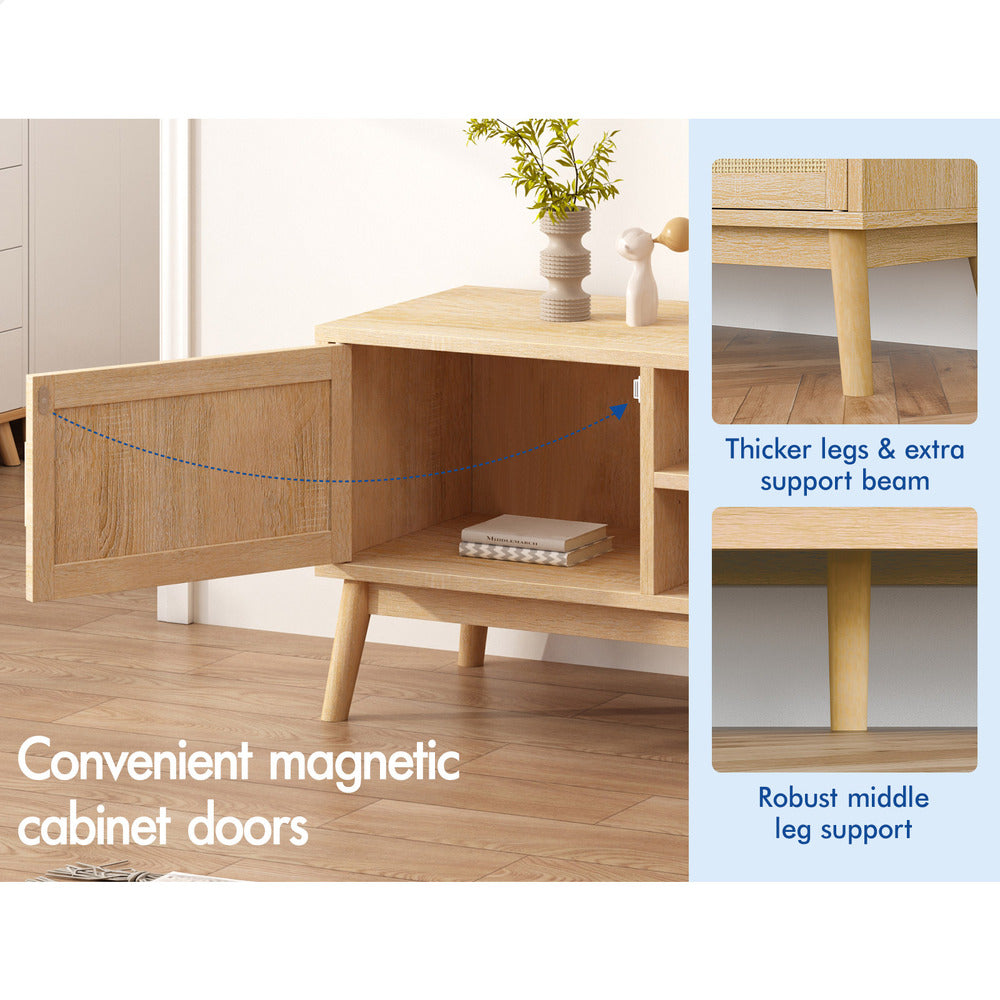 ALFORDSON Entertainment Unit TV Cabinet Stand 160cm Rattan Oak