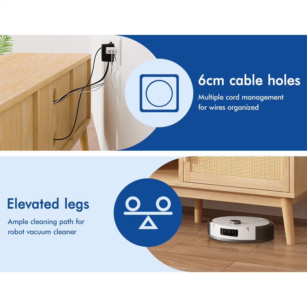 ALFORDSON Entertainment Unit TV Cabinet Stand 160cm Rattan Oak