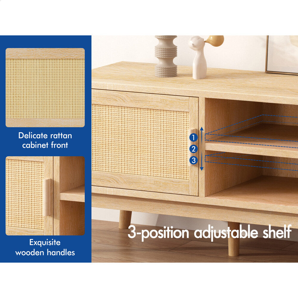 ALFORDSON Entertainment Unit TV Cabinet Stand 160cm Rattan Oak