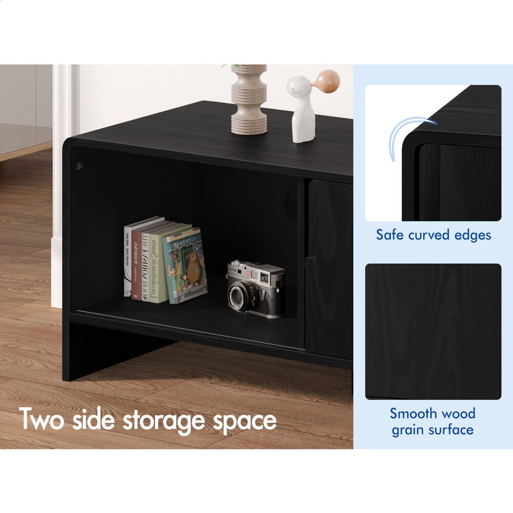 ALFORDSON TV Cabinet Entertainment Unit 150cm Storage Sliding Doors Black Shelf