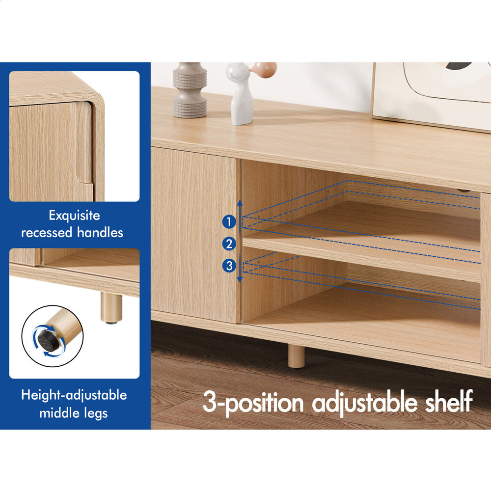 ALFORDSON TV Cabinet Entertainment Unit Stand 150cm Storage Sliding Doors Wood