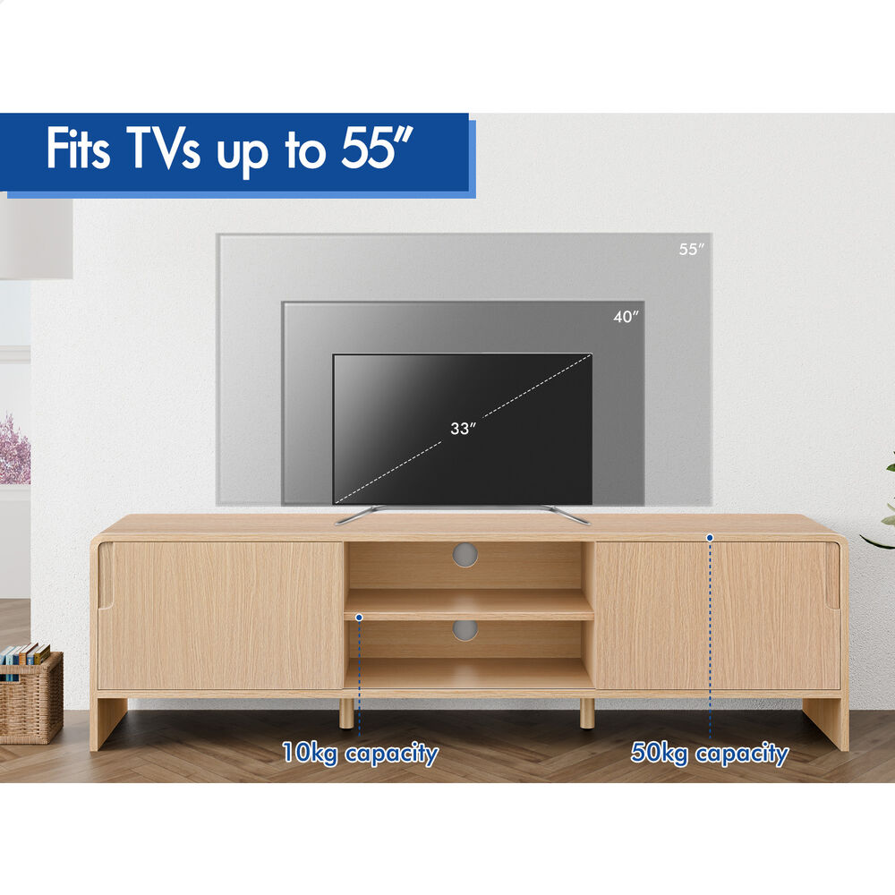 ALFORDSON TV Cabinet Entertainment Unit Stand 150cm Storage Sliding Doors Wood