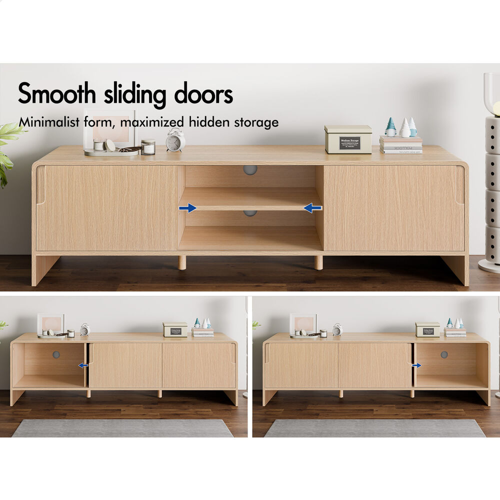 ALFORDSON TV Cabinet Entertainment Unit Stand 150cm Storage Sliding Doors Wood