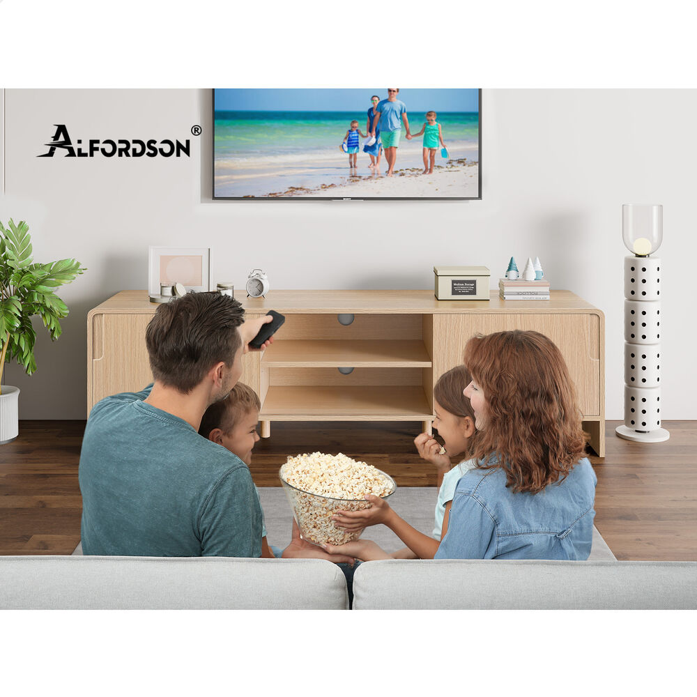 ALFORDSON TV Cabinet Entertainment Unit Stand 150cm Storage Sliding Doors Wood