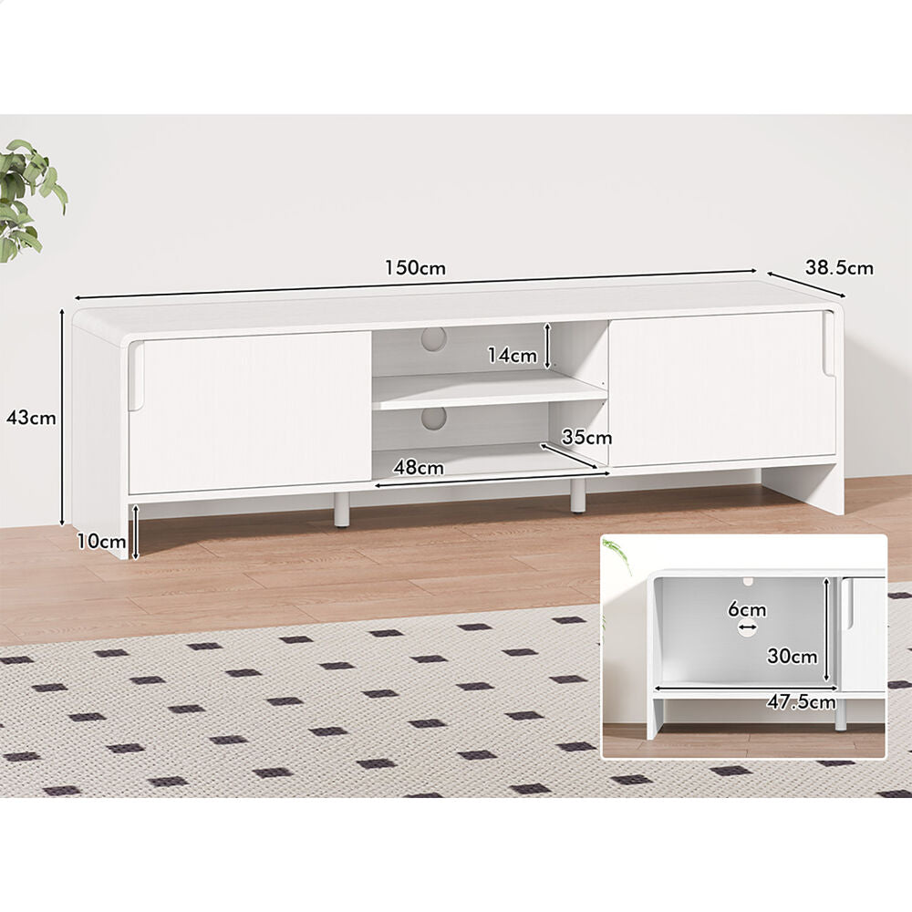 ALFORDSON Entertainment Unit TV Cabinet Stand 150cm Storage Sliding Doors Shelf