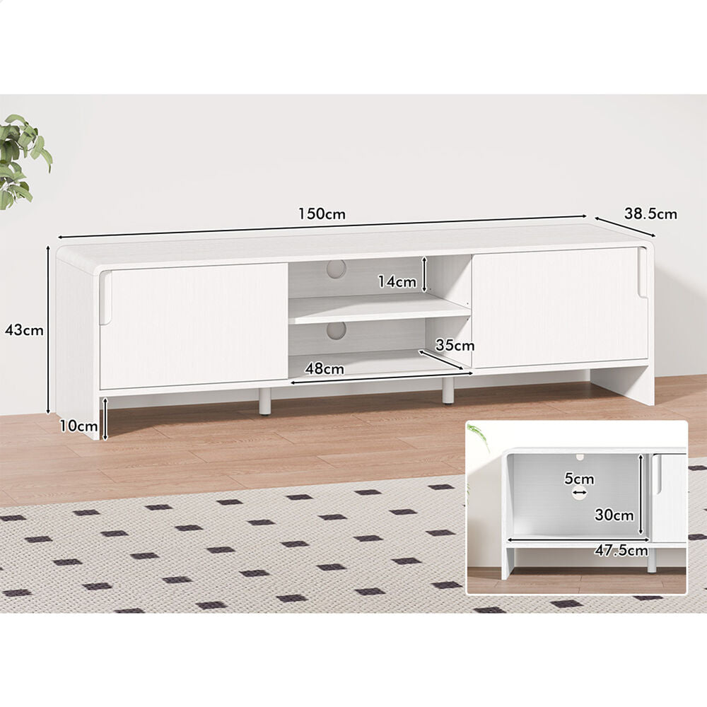 ALFORDSON Entertainment Unit TV Cabinet Stand 150cm Storage Sliding Doors Shelf