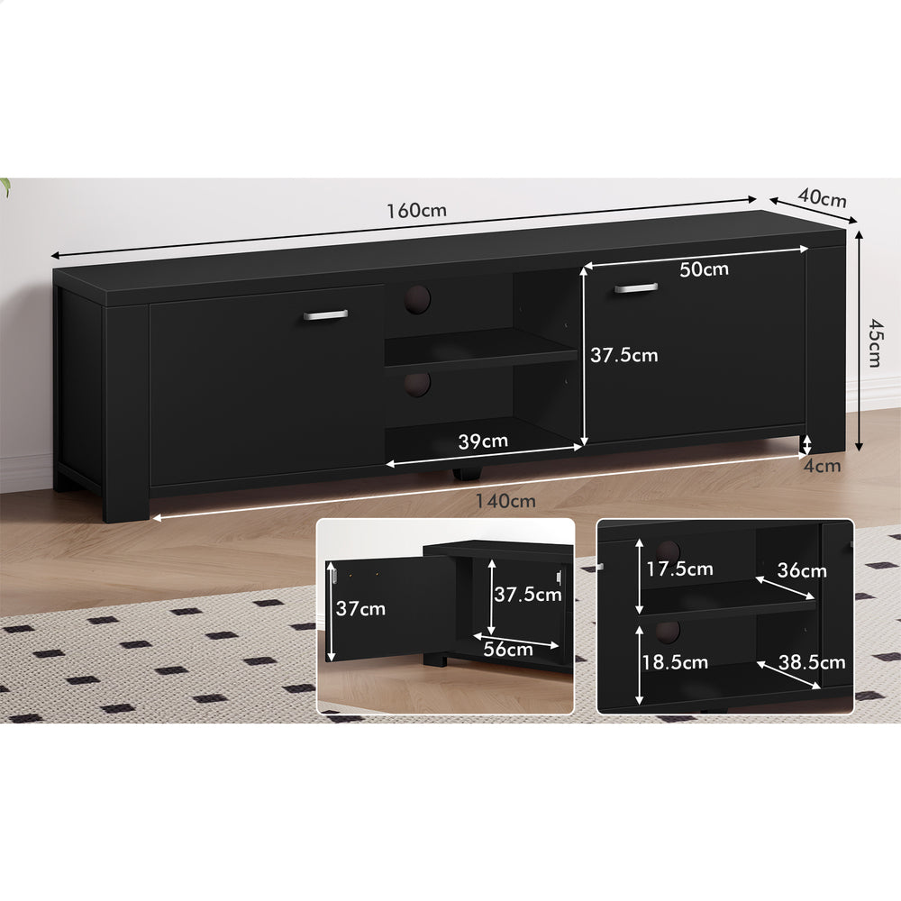 ALFORDSON Entertainment Unit TV Cabinet Stand 160cm Black
