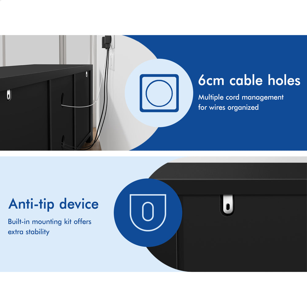 ALFORDSON Entertainment Unit TV Cabinet Stand 160cm Black