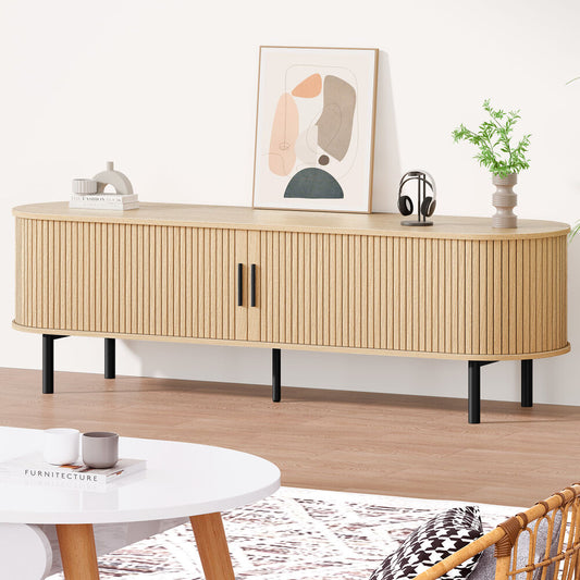 ALFORDSON TV Cabinet 160cm Entertainment Unit Stand Tambour Sliding Doors Metal