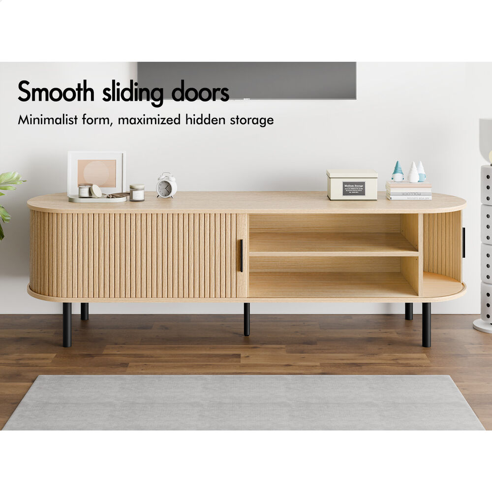 ALFORDSON TV Cabinet 160cm Entertainment Unit Stand Tambour Sliding Doors Metal