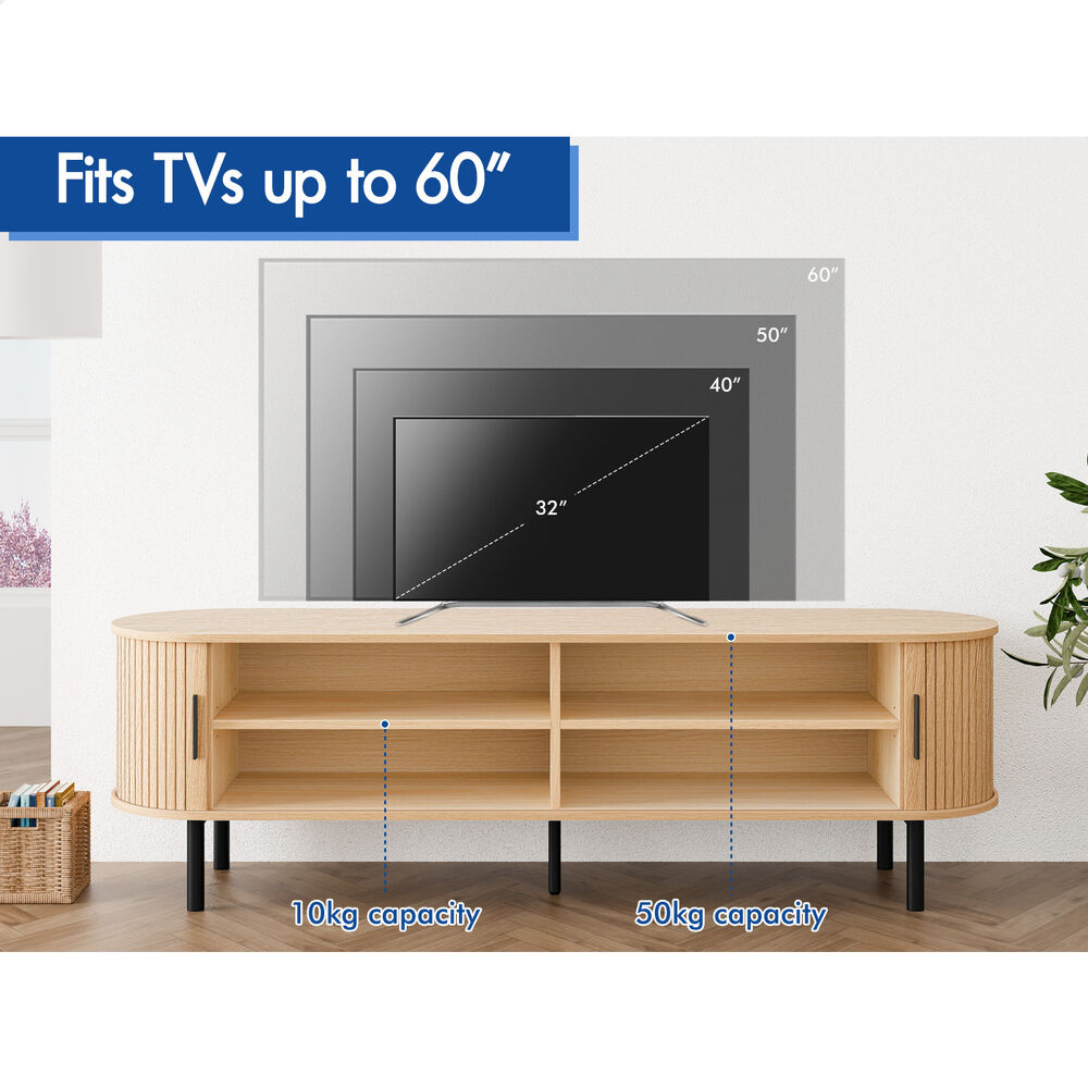 ALFORDSON TV Cabinet 160cm Entertainment Unit Stand Tambour Sliding Doors Metal