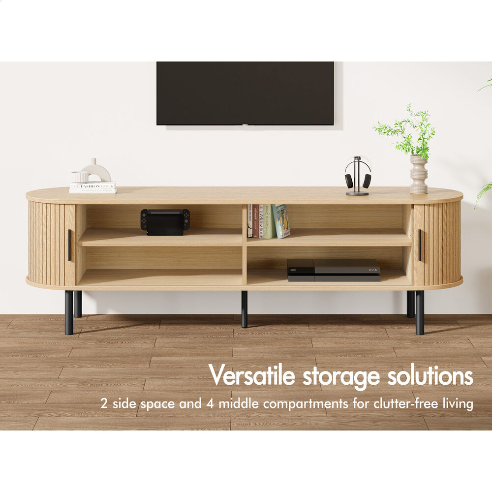 ALFORDSON TV Cabinet 160cm Entertainment Unit Stand Tambour Sliding Doors Metal