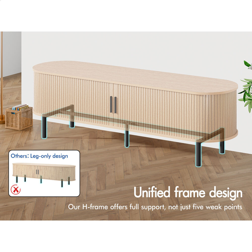 ALFORDSON TV Cabinet 160cm Entertainment Unit Stand Tambour Sliding Doors Metal