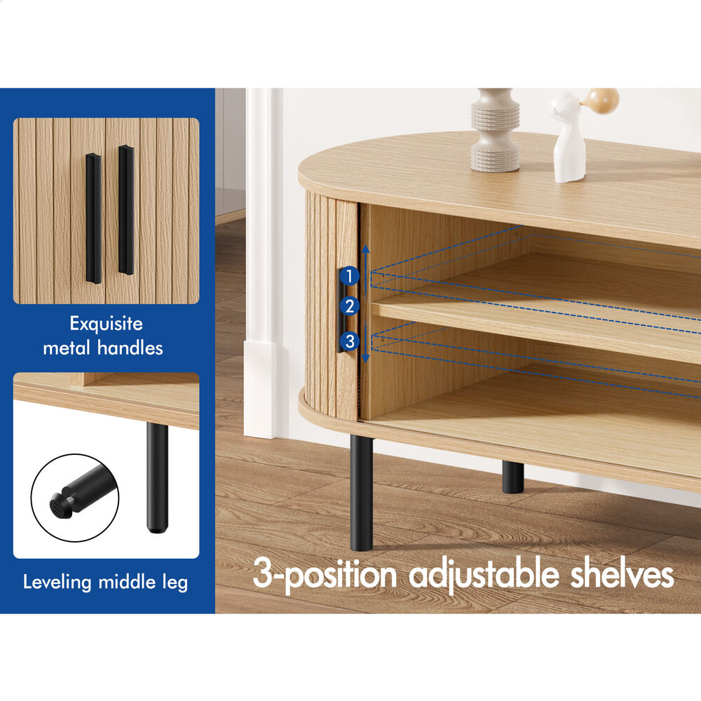 ALFORDSON TV Cabinet 160cm Entertainment Unit Stand Tambour Sliding Doors Metal