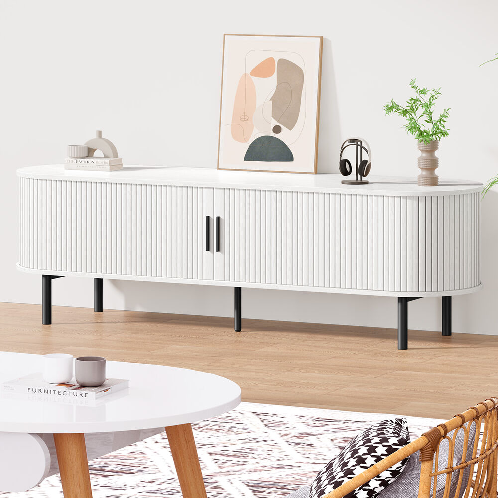 ALFORDSON Entertainment Unit TV Stand Storage Cabinet 160cm Sliding Tambour Door