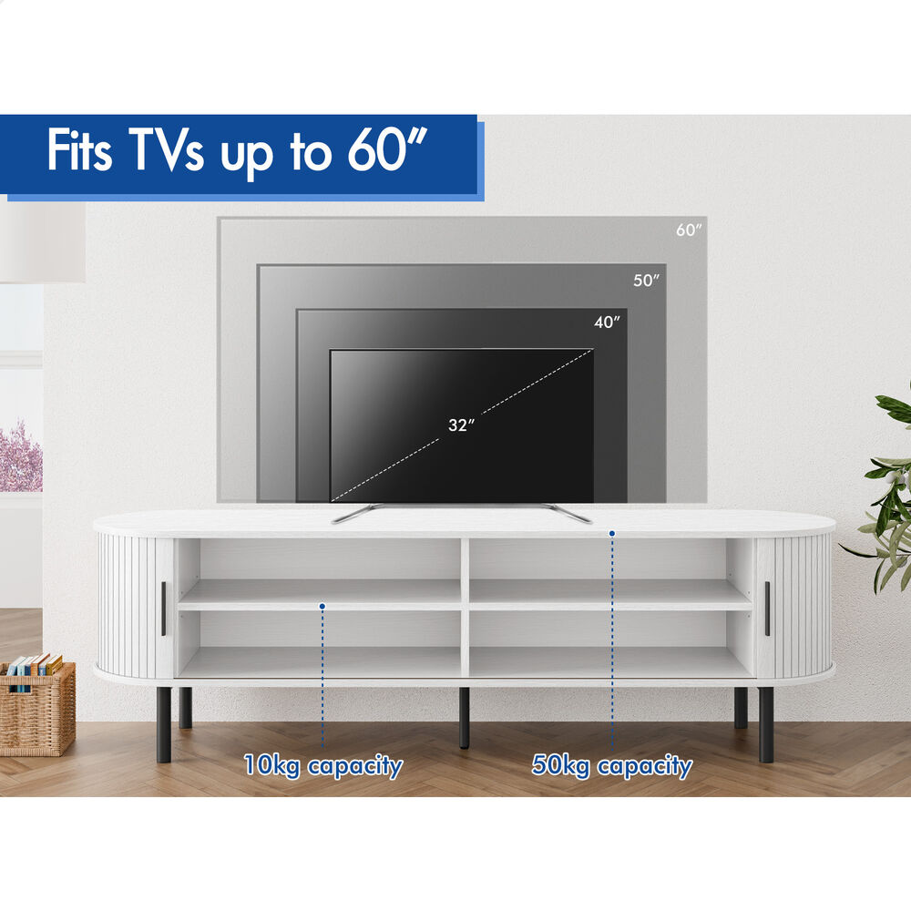 ALFORDSON Entertainment Unit TV Stand Storage Cabinet 160cm Sliding Tambour Door