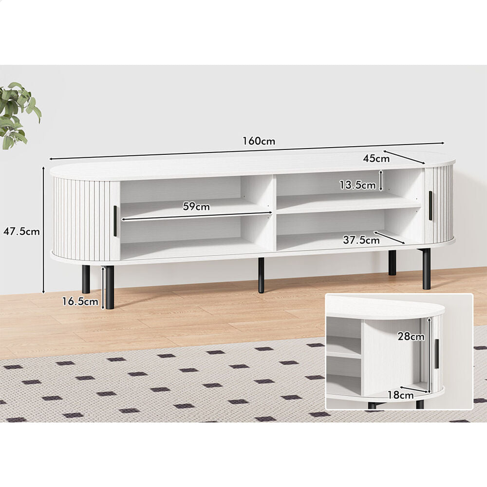 ALFORDSON Entertainment Unit TV Stand Storage Cabinet 160cm Sliding Tambour Door