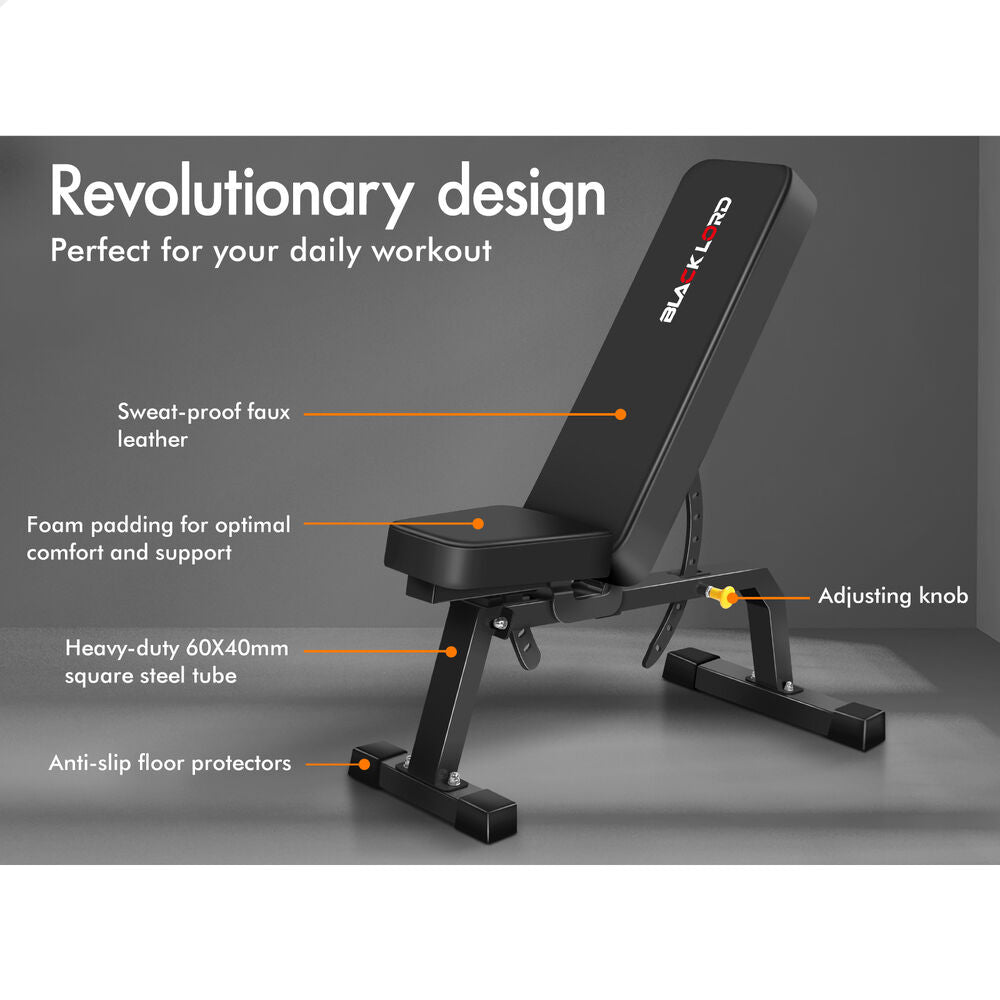 BLACK LORD Weight Bench Flat Incline Press