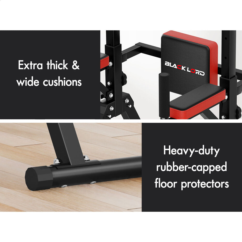 BLACK LORD Power Tower Chin Up Bar Pull Up Weight Bench Home Gym Foldable