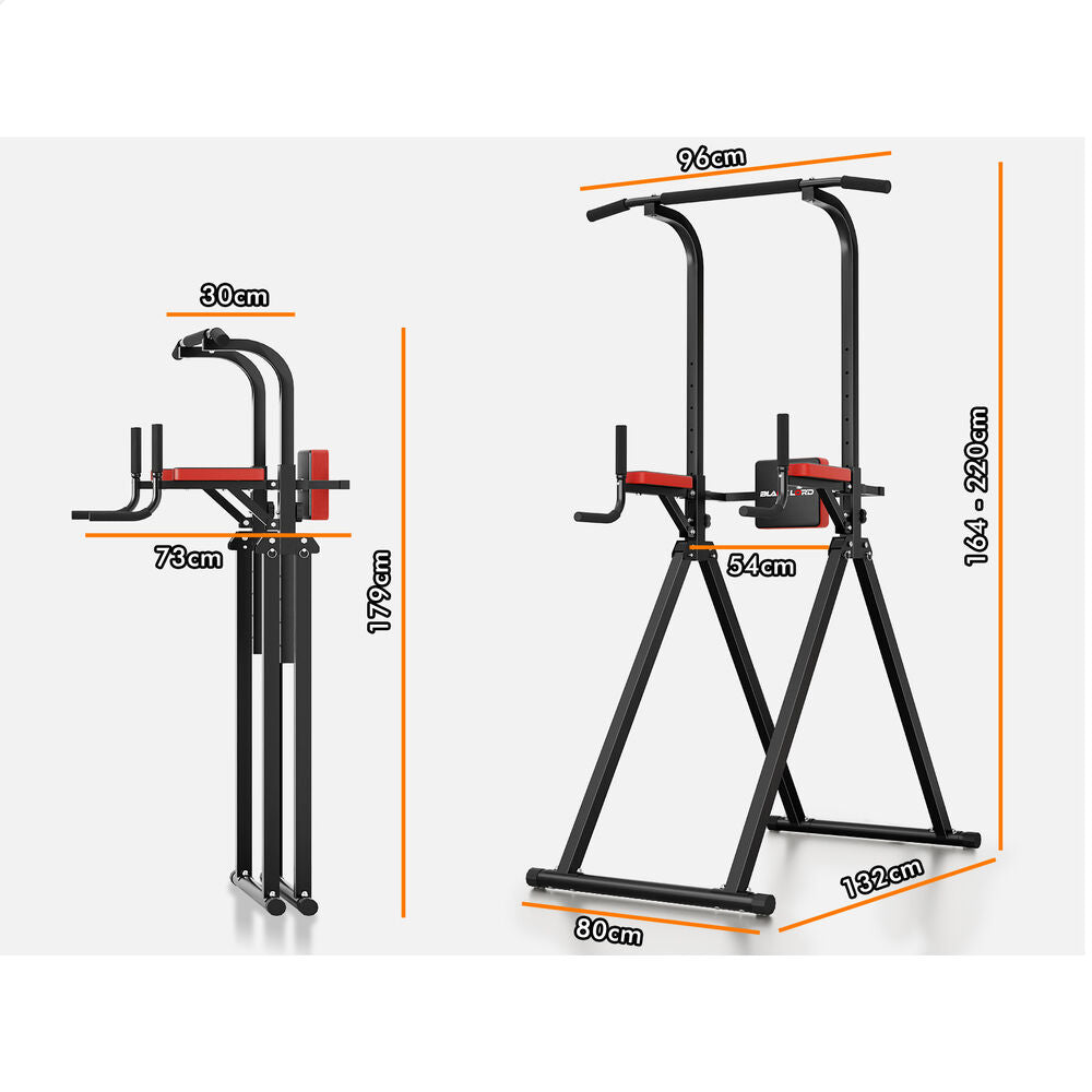 BLACK LORD Power Tower Chin Up Bar Pull Up Weight Bench Home Gym Foldable
