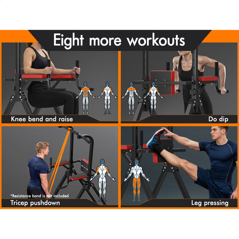 BLACK LORD Power Tower Chin Up Bar Pull Up Weight Bench Home Gym Foldable