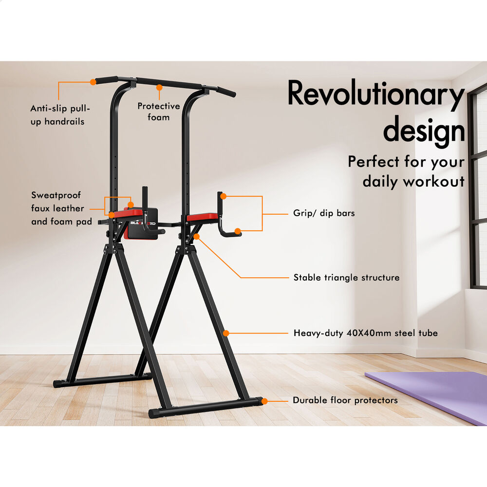 BLACK LORD Power Tower Chin Up Bar Pull Up Weight Bench Home Gym Foldable